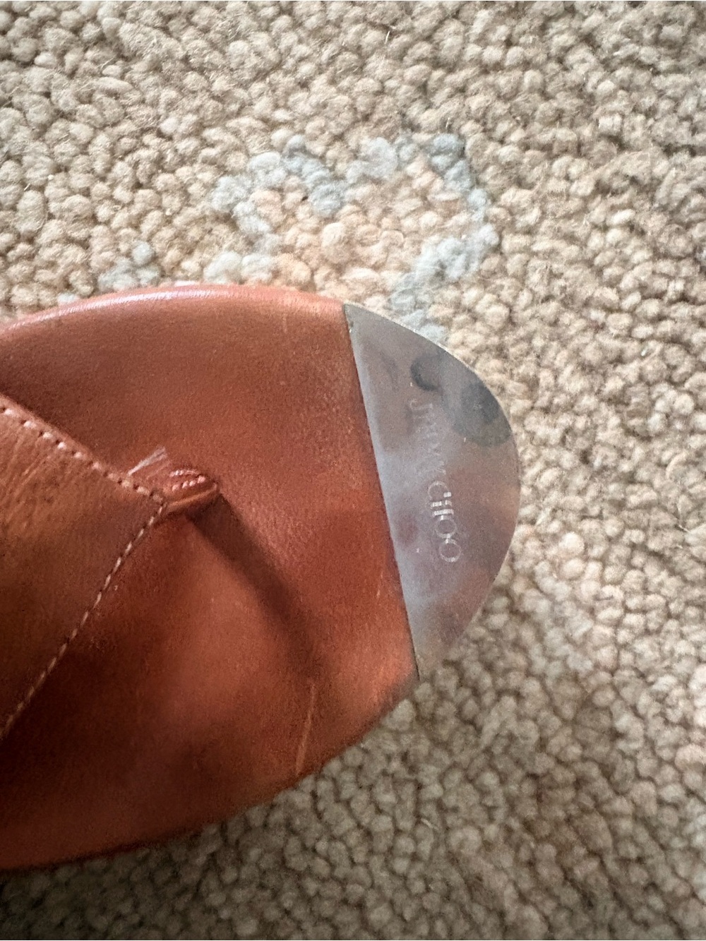 Jimmy Choo Tan Brown Leather Slide Mules - Picture 3 of 5